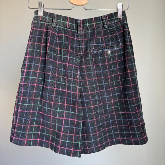 Corduroy Vintage Shorts Wide Leg 28W Plaid - Picture 3 of 13